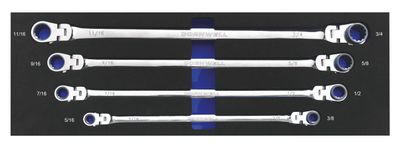 CRWLF4SB - 4 Piece 120-Tooth SAE Extra-Long Flex Ratcheting Box Wrench Set