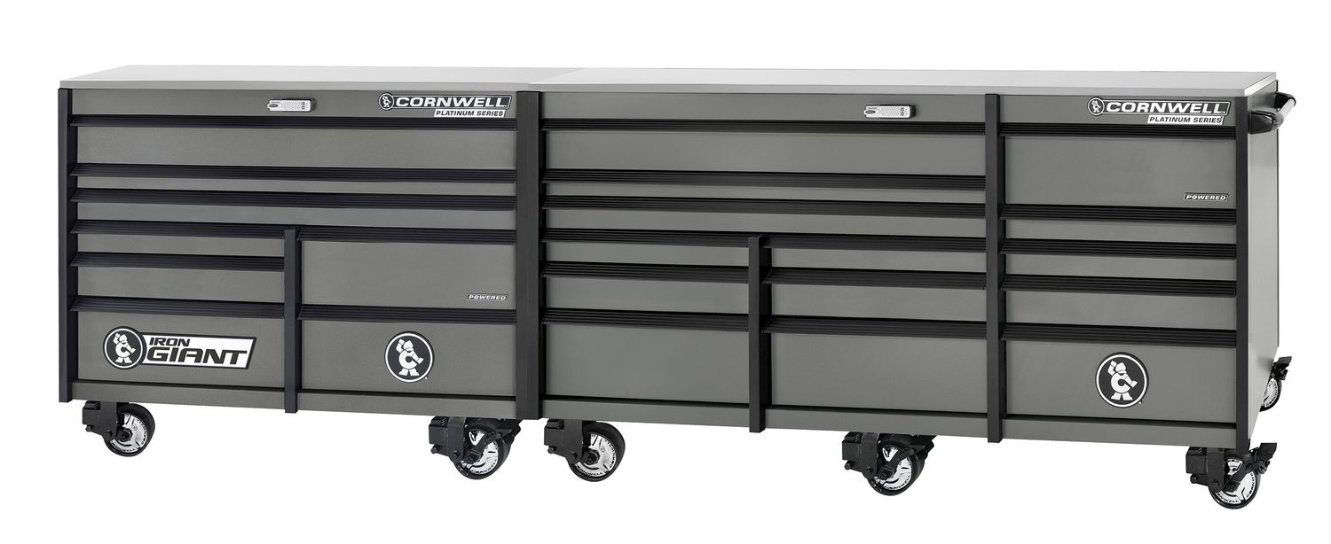 XPCTSPPR14022KST - PLATINUM PLUS™ 140" 22-Drawer Iron Giant Roller Cabinet, Storm