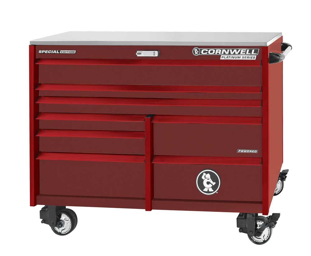 CTSPPR568RRA - PLATINUM PLUS™ 56" 8-Drawer Double Bank Roller Cabinet, Radium/Red Trim