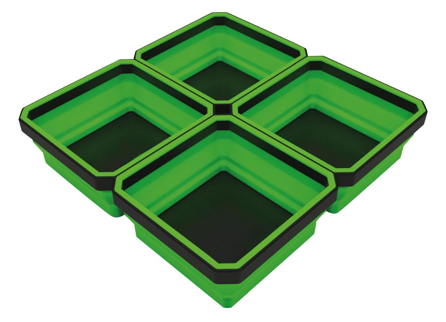 ECPTQ4G - 4 Quadrant Expandable/Collapsible Magnetic Tray, Green