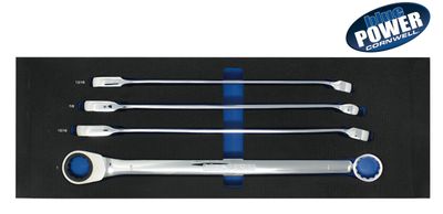 BPRWDBX4ST - 4 Piece Cornwell® bluePOWER® 72-Tooth SAE Ratcheting Double Box Wrench Set