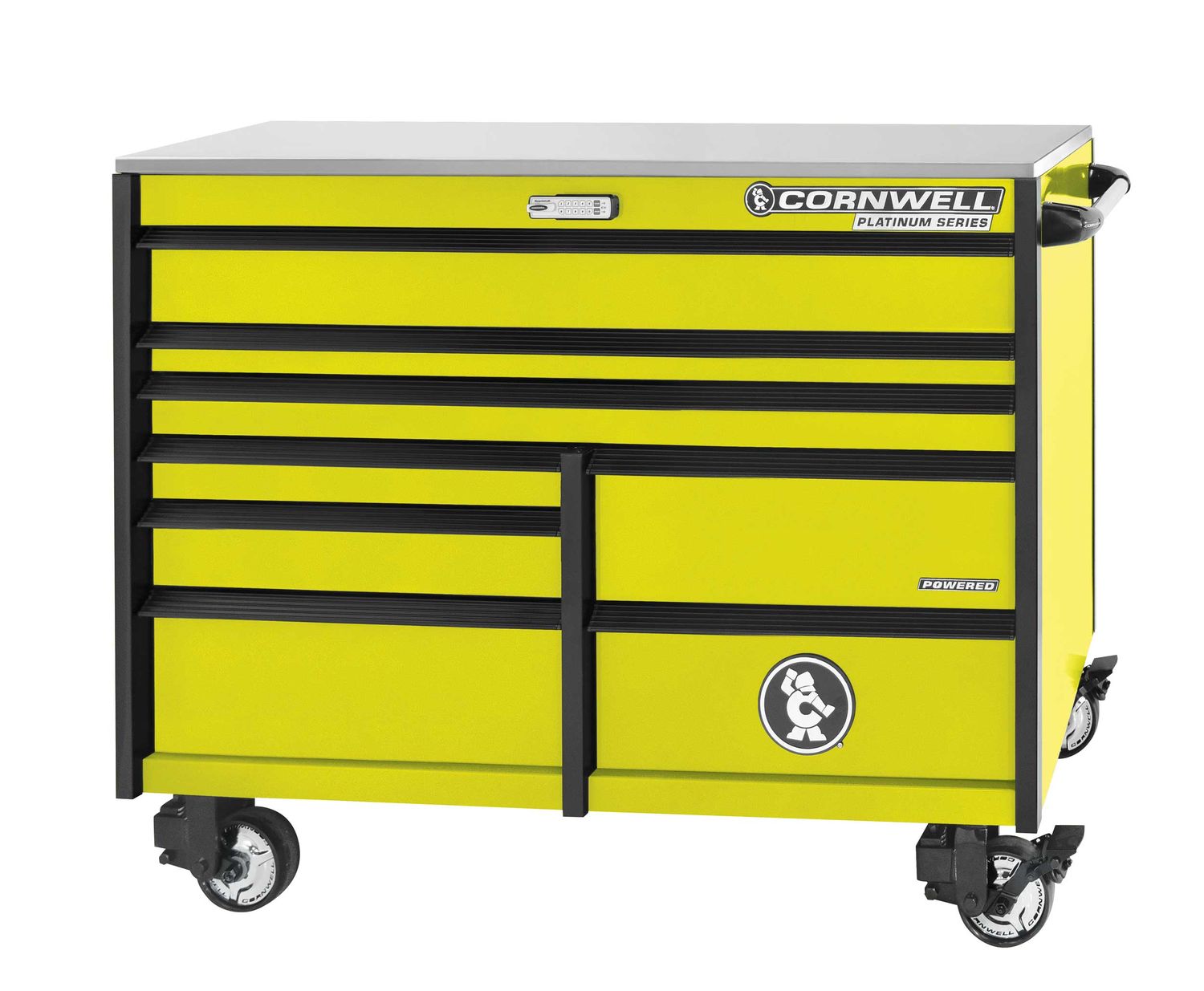 CTSPPR568KLY - (BTO) PLATINUM PLUS™ 56” 8-Drawer Double Bank Cabinet, Lightning Yellow/Black Trim