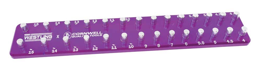 WST1428MPE - 1/4" Drive 2-Row Aluminum Metric Socket Tray, Purple