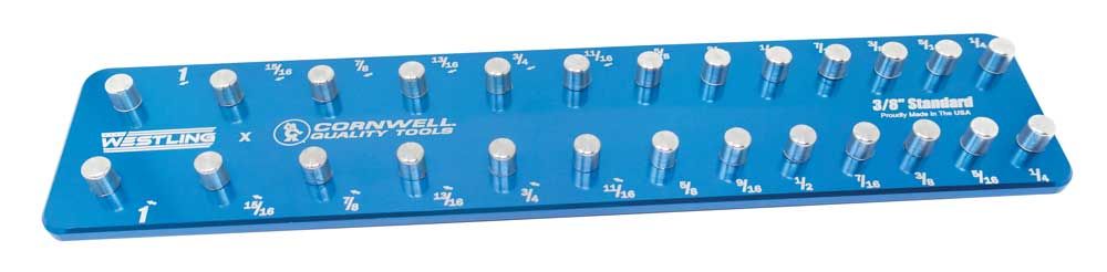 WST3826SBE - 3/8" Drive 2-Row Aluminum SAE Socket Tray, Blue