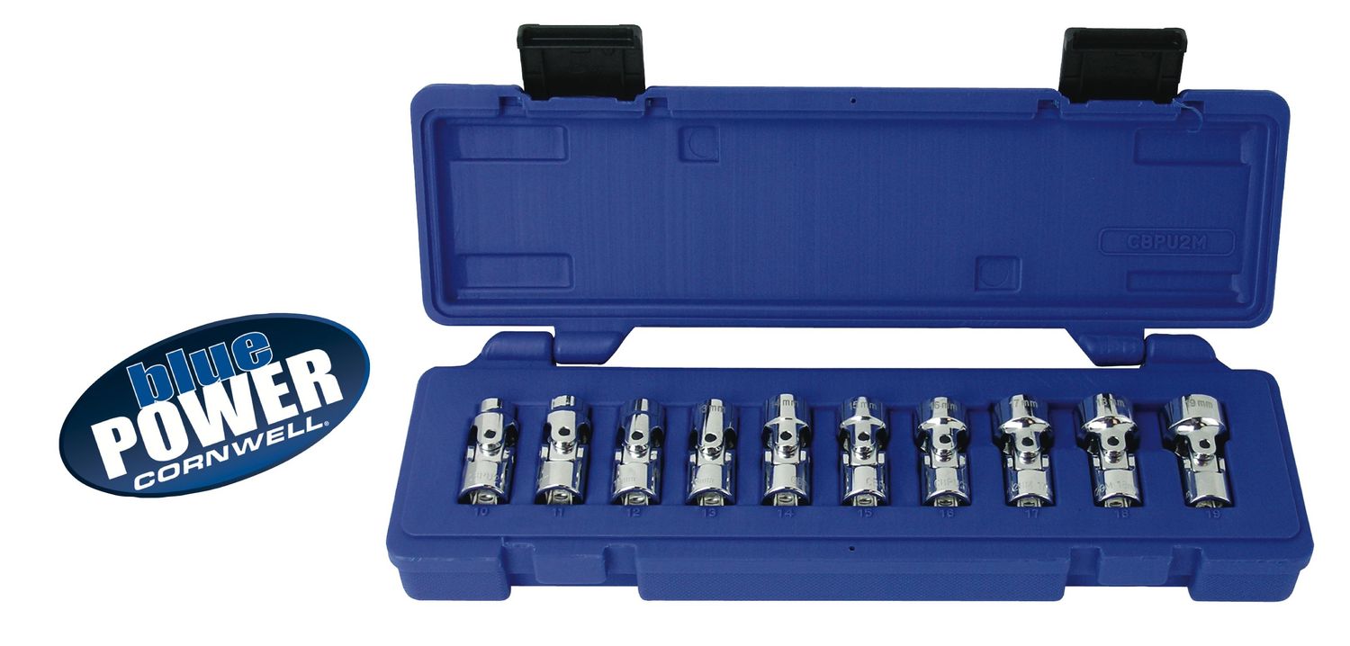 CBPU2M - 10 Piece 3/8” Drive Cornwell® bluePOWER® Metric Universal Socket Set, 6 Point