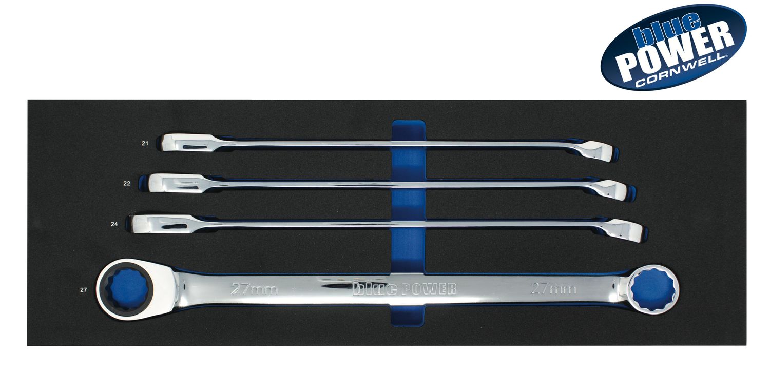 BPRWDBX4MST - 4 Piece Cornwell® bluePOWER® 72-Tooth Metric Ratcheting Double Box Wrench Set