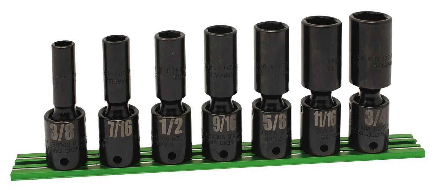 TSUP227LRSP - 7 Piece 3/8” Drive SAE Deep Power Universal Socket Set, 6 Point