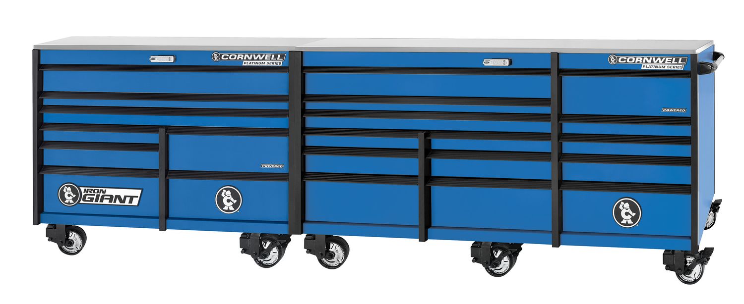 XPCTSPPR14022KTB - PLATINUM PLUS™ 140" 22-Drawer Iron Giant Roller Cabinet, Torch Blue