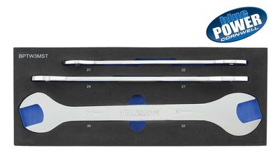 BPTW3MST - 3 Piece Cornwell® bluePOWER® Metric Thin Open End Wrench Set