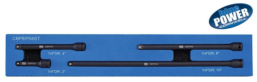 CBPEP04ST - 4 Piece 1/4” Drive Cornwell® bluePOWER® Impact Extension Set