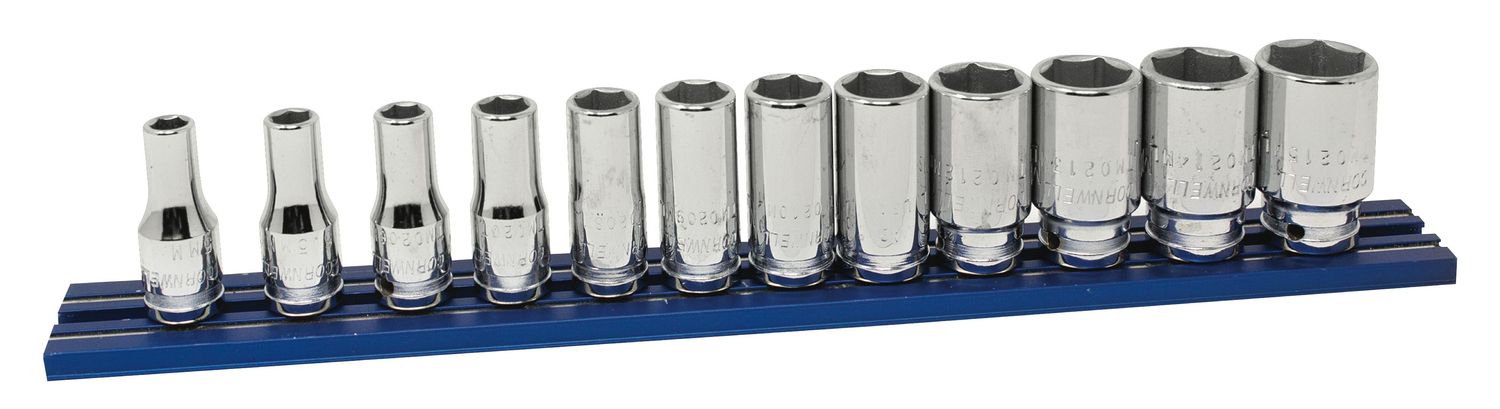 STM0212MLSP - 12 Piece 1/4” Drive Metric Mid-Length Socket Set, 6 Point