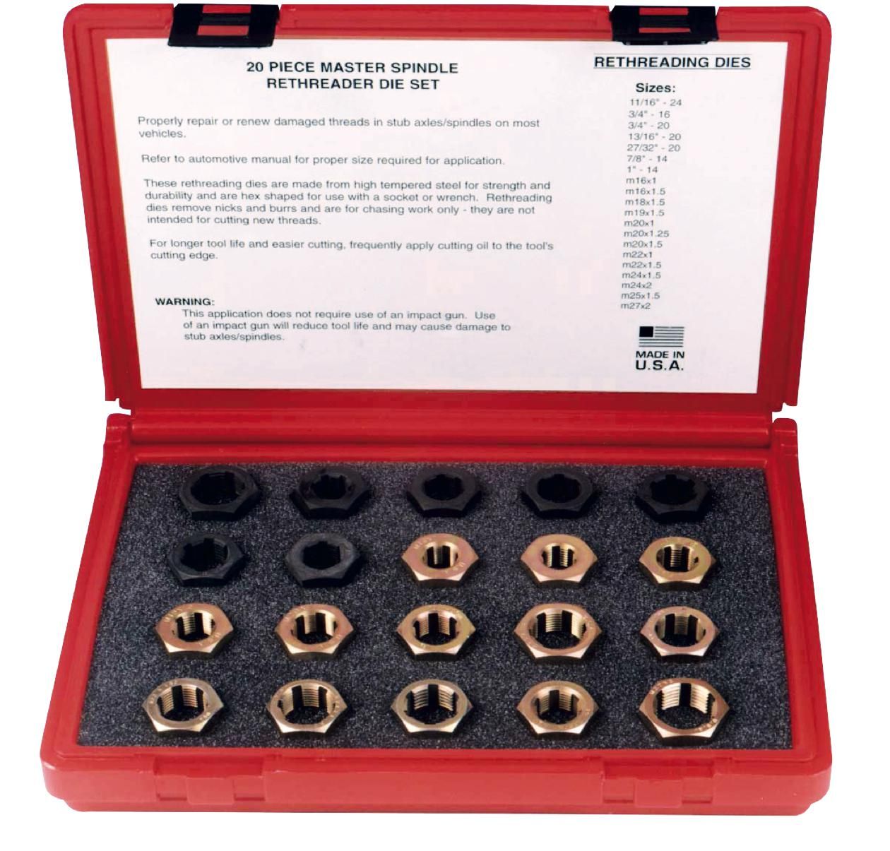 RB2599 - 20 Piece Spindle Thread Restorer Die Set