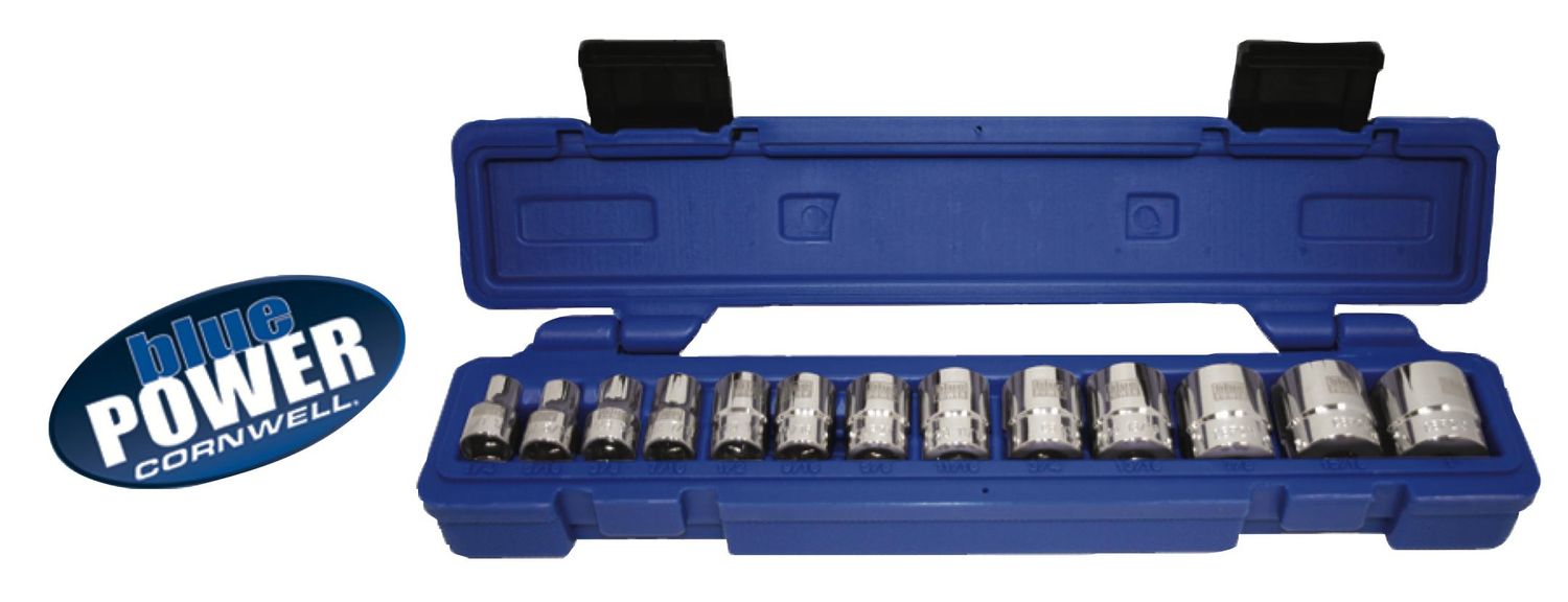 CBP2 - 13 Piece 3/8" Drive Cornwell® bluePOWER® SAE Socket Set, 6 Point