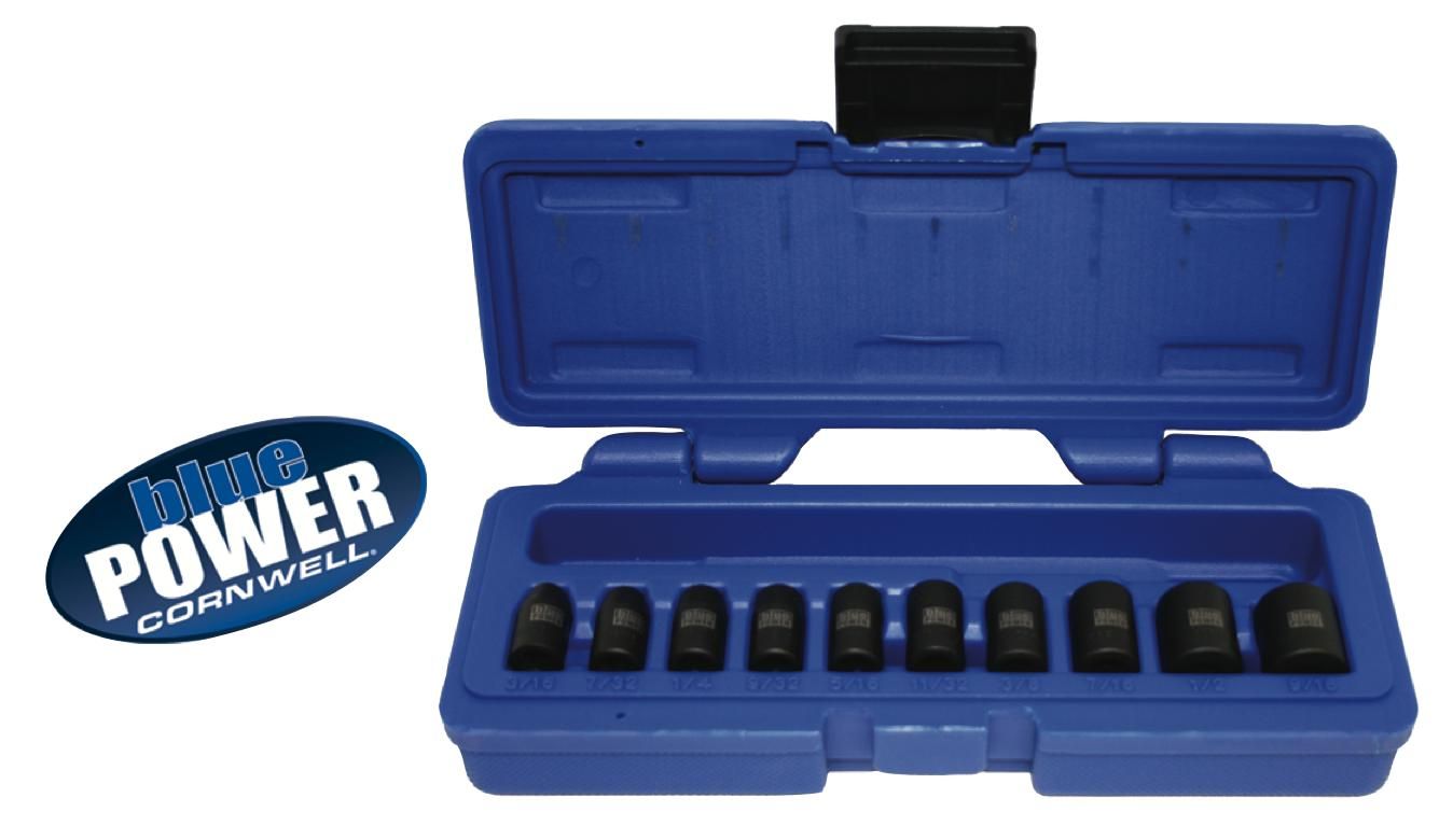 CBPI1 - 10 Piece 1/4" Drive Cornwell® bluePOWER® SAE Power Socket Set, 6 Point