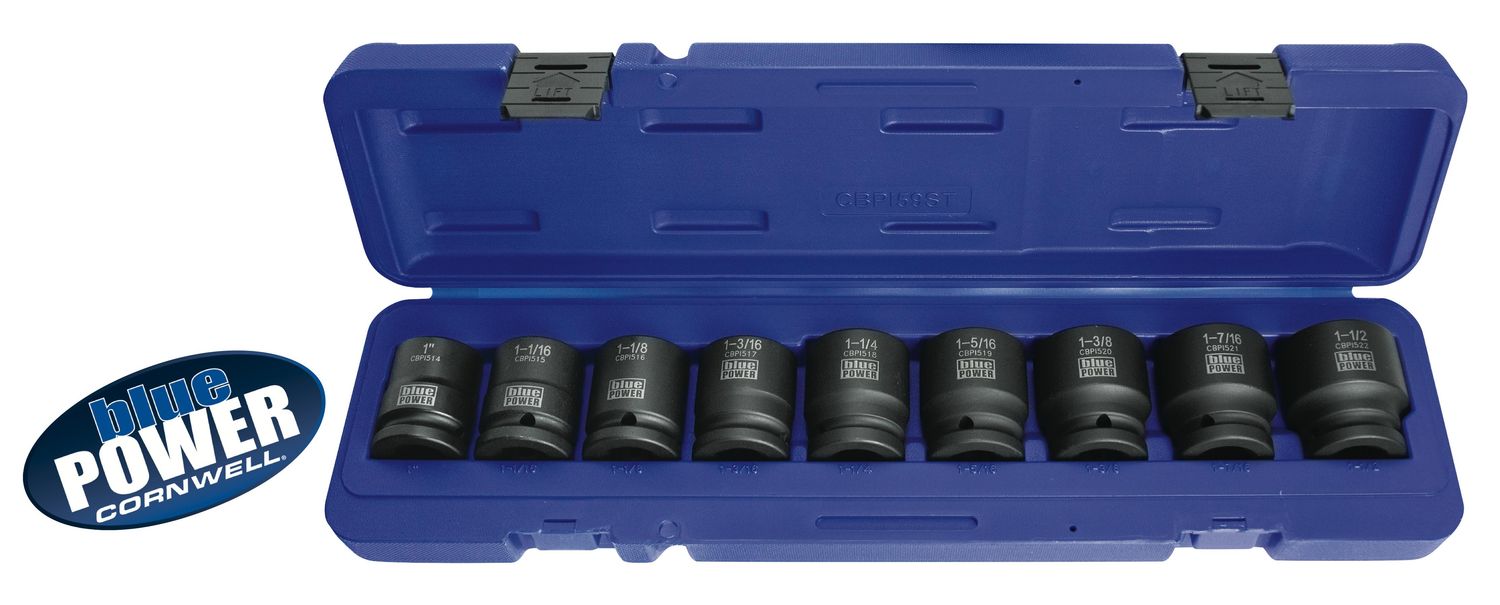 CBPI59ST - 9 Piece 3/4" Drive Cornwell® bluePOWER® SAE Power Socket Set, 6 Point