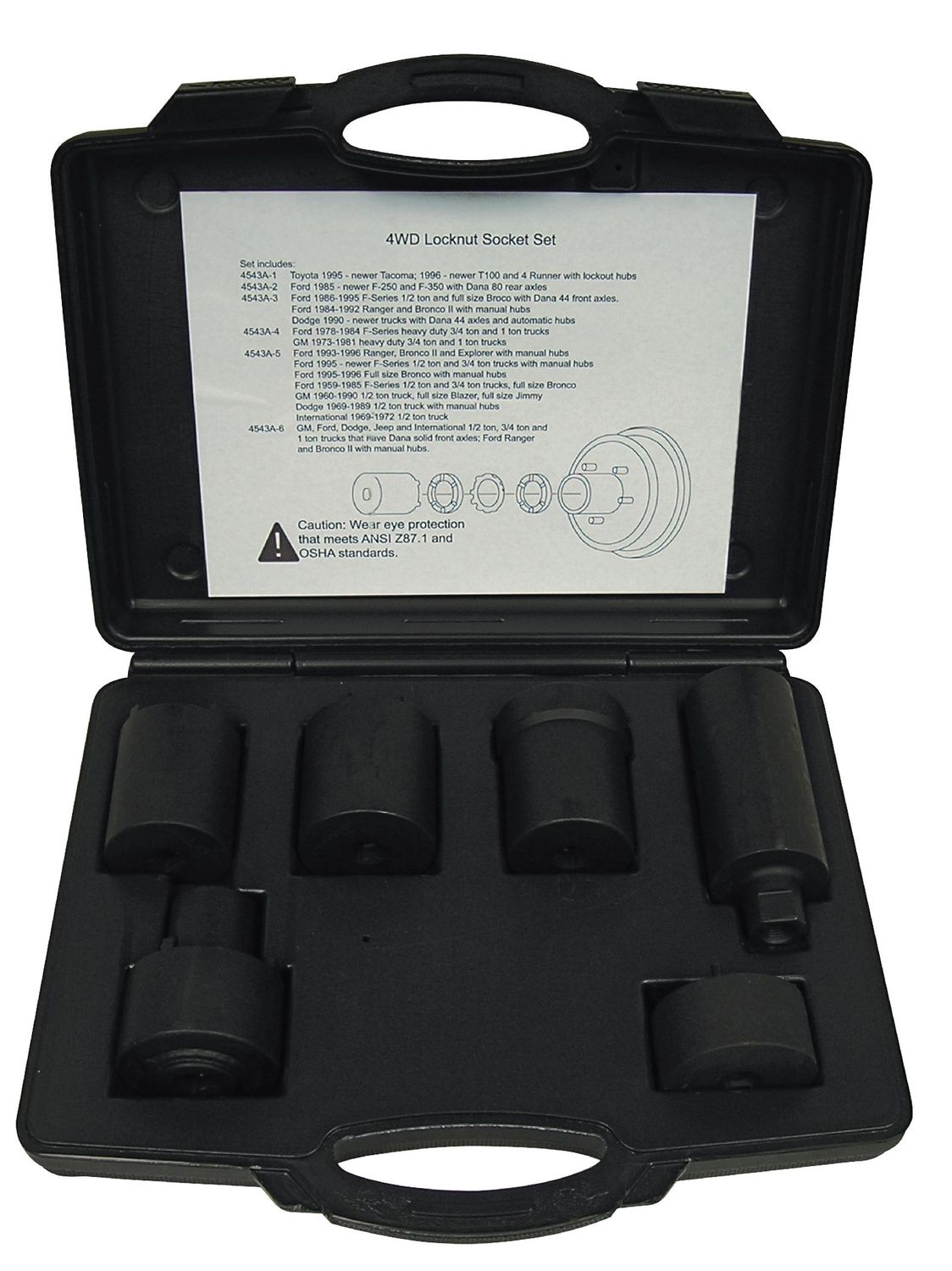 HRC4543A - 6 Piece 4WD Locknut Socket Set