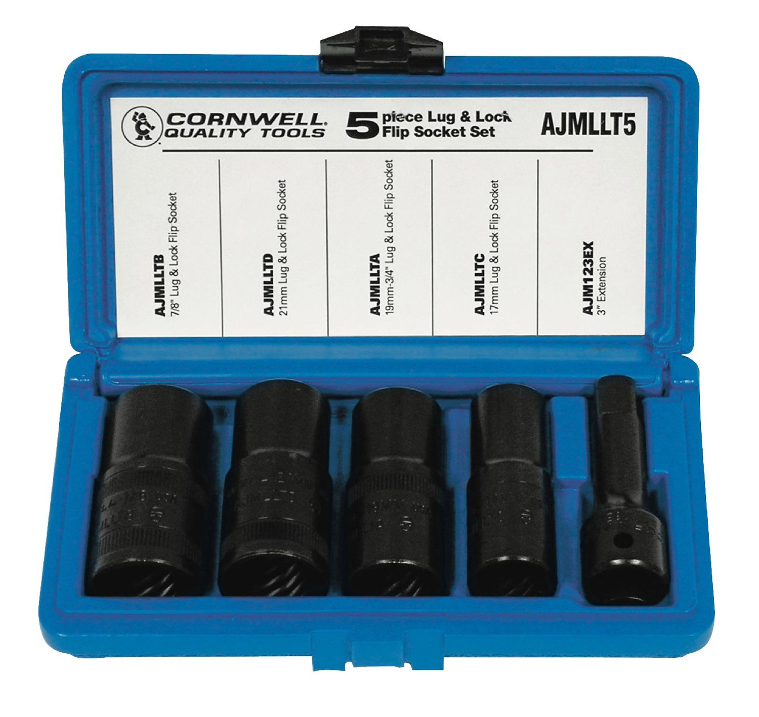 AJMLLT5 - 5 Piece Lug and Lock Flip Socket Set