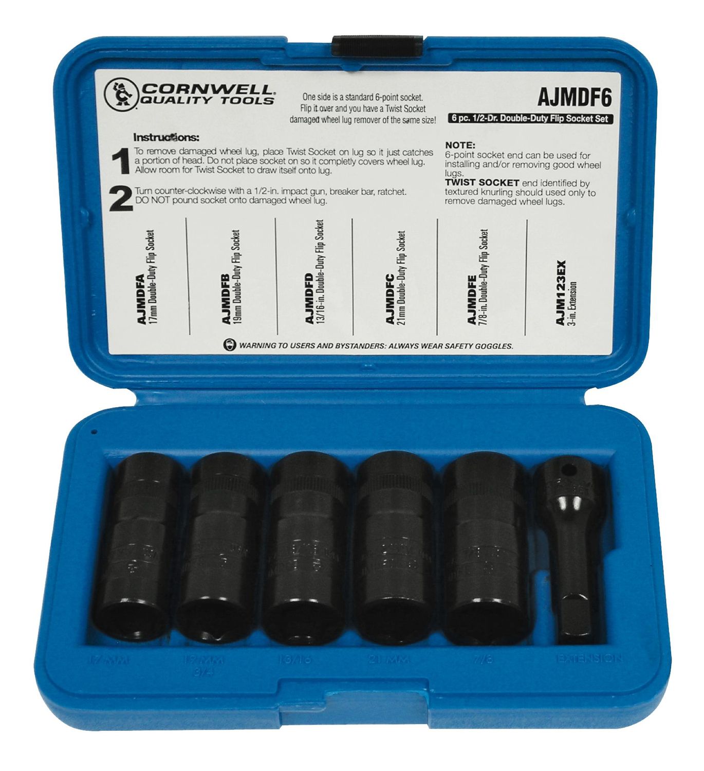 AJMDF6 - 6 Piece Double Flip Socket Set