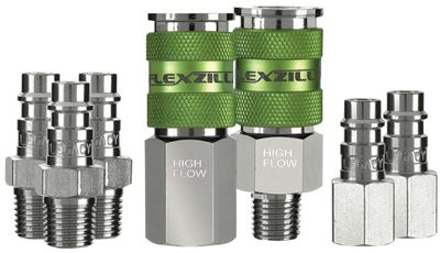 LMA53457FZ - 7 Piece Flexzilla® Pro High Flow Coupler and Plug Kit, 1/4" NPT