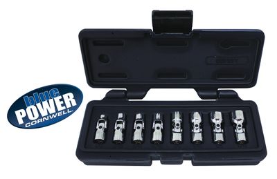 CBPU1T - 8 Piece 1/4” Drive Cornwell® bluePOWER® SAE Universal Socket Set, 12 Point