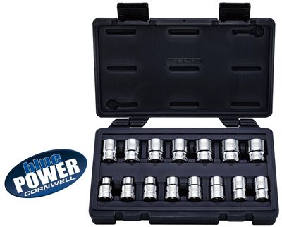 CBP3MT - 15 Piece 1/2” Drive Cornwell® bluePOWER® Metric Socket Set, 12 Point