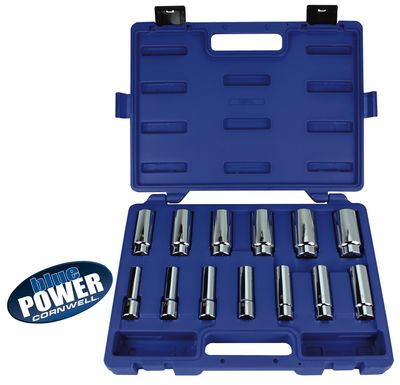 CBP3L - 13 Piece 1/2” Drive Cornwell® bluePOWER® SAE Deep Socket Set, 6 Point