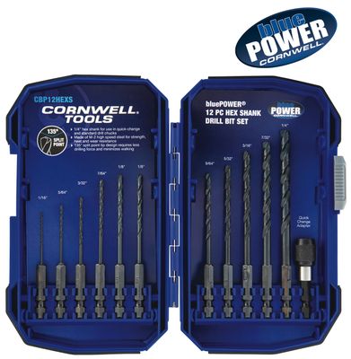 CBP12HEXS - 12 Piece bluePOWER® Hex Shanked Drill Bit Set
