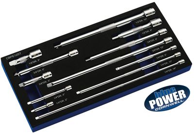 CBPE12ST - 12 Piece 1/4”, 3/8” &amp; 1/2” Drive Cornwell® bluePOWER® Extension Set