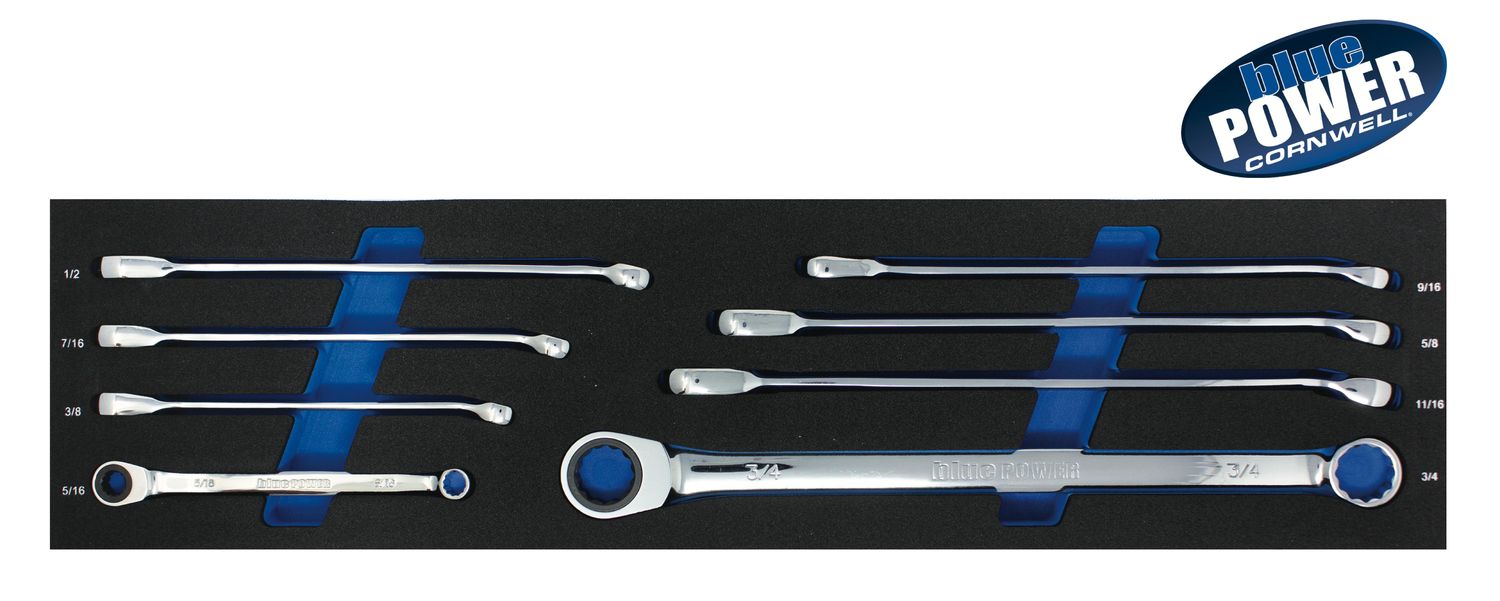 BPRWDBX8ST - 8 Piece bluePOWER® 72-Tooth SAE Ratcheting Double Box Wrench Set