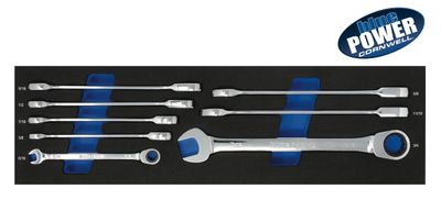 BPRW8ST - 8 Piece bluePOWER® 72-Tooth SAE Ratcheting Combination Wrench Set