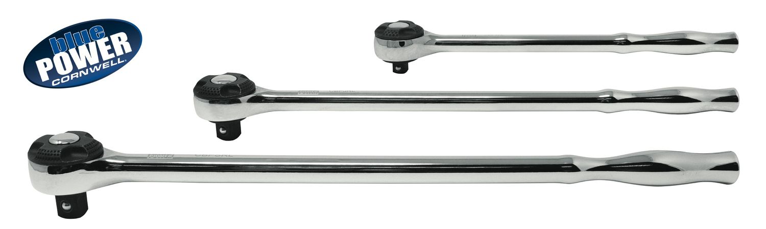 CBPR3LST - 3 Piece Cornwell® bluePOWER® 100-Tooth Long Round-Head Ratchet Set