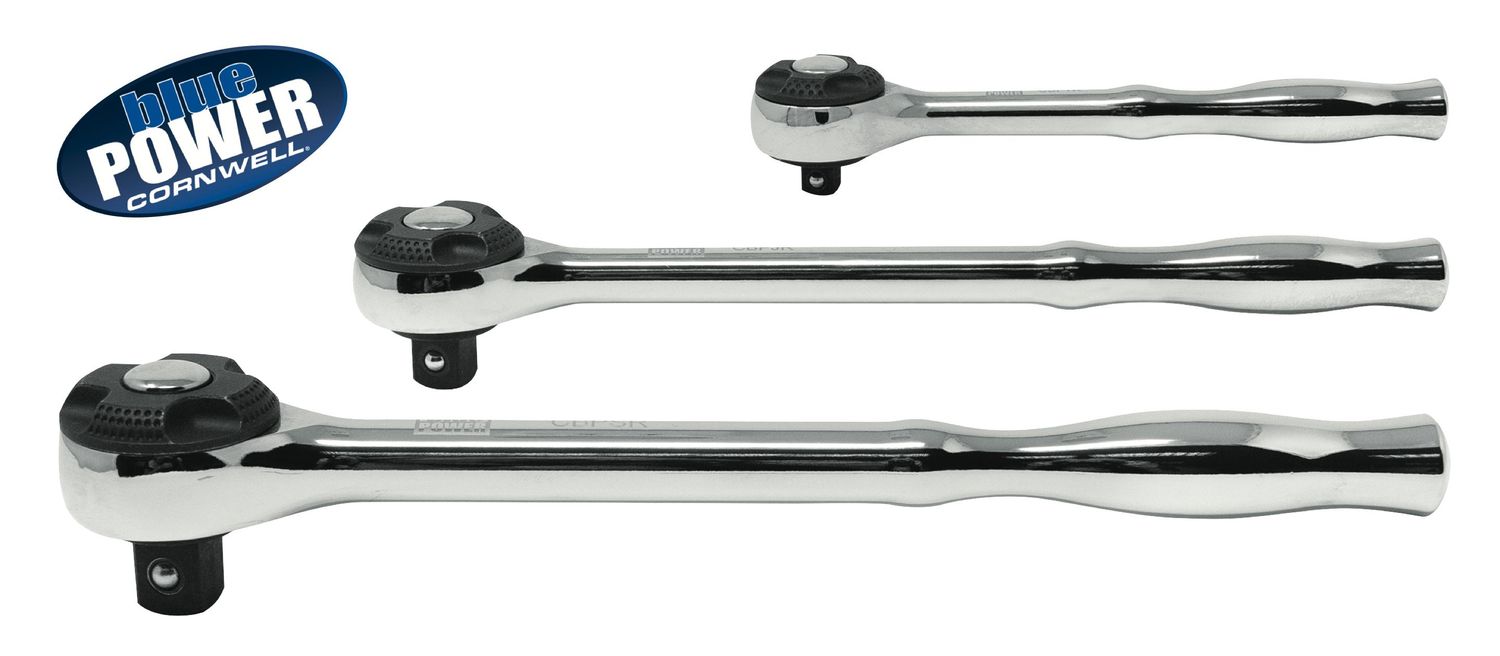 CBPR3ST - 3 Piece Cornwell® bluePOWER® 100-Tooth Standard Length Round-Head Ratchet Set