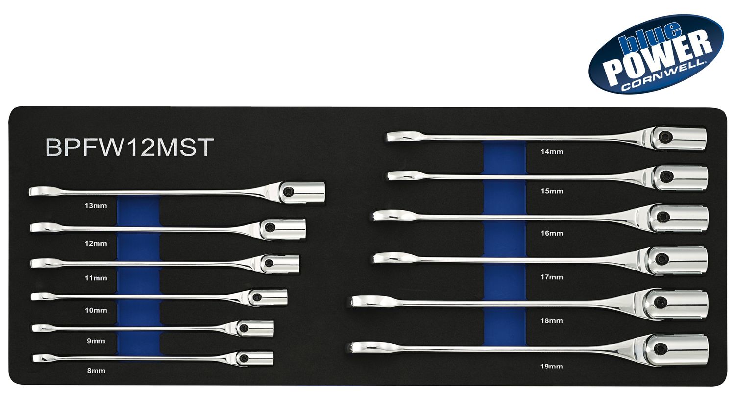 BPFW12MST - 12 Piece bluePOWER® Metric Combination Flex Socket Wrench Set