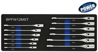 BPFW12MST - 12 Piece bluePOWER® Metric Combination Flex Socket Wrench Set