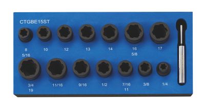 CTGBE15ST - 15 Piece 3/8" Drive Bolt Extractor Set