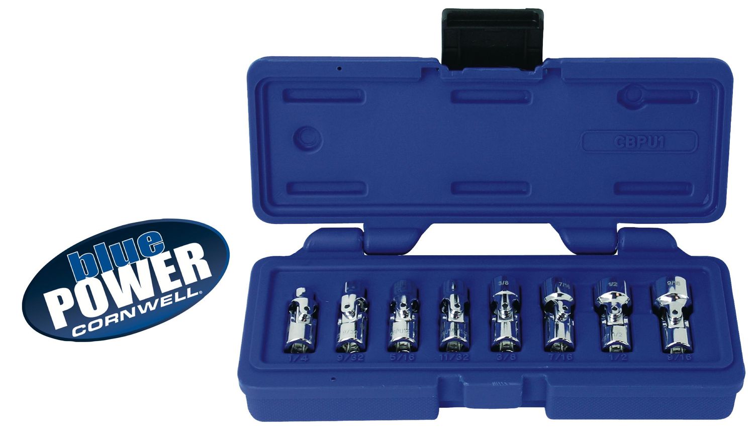 CBPU1 - 8 Piece 1/4” Drive Cornwell® bluePOWER® SAE Universal Socket Set, 6 Point