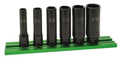 STI0206LSP - 6 Piece 1/4" Drive SAE Deep Power Socket Set, 6 point