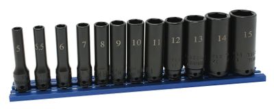 STI0212LMSP - 12 Piece 1/4” Drive Metric Deep Power Socket Set, 6 Point