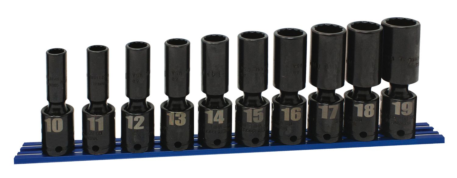 TSMUP2110LSP - 10 Piece 3/8" Drive Metric Deep Power Universal Socket Set, 12 Point