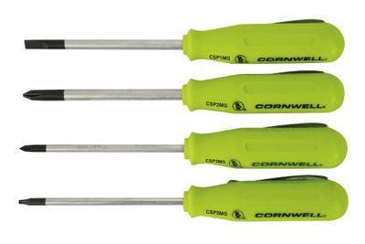 CSP4SRG - 4 Piece Elite Magnetic Pocket Screwdriver Set, Neon Green