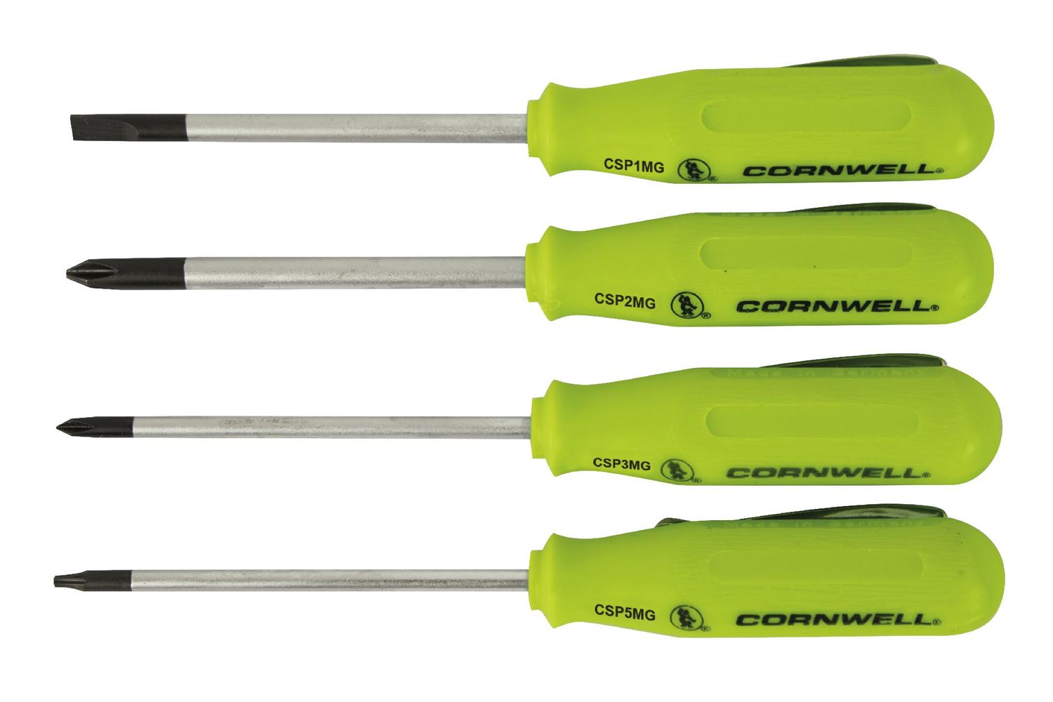 CSP4SRG - 4 Piece Elite Magnetic Pocket Screwdriver Set, Neon Green
