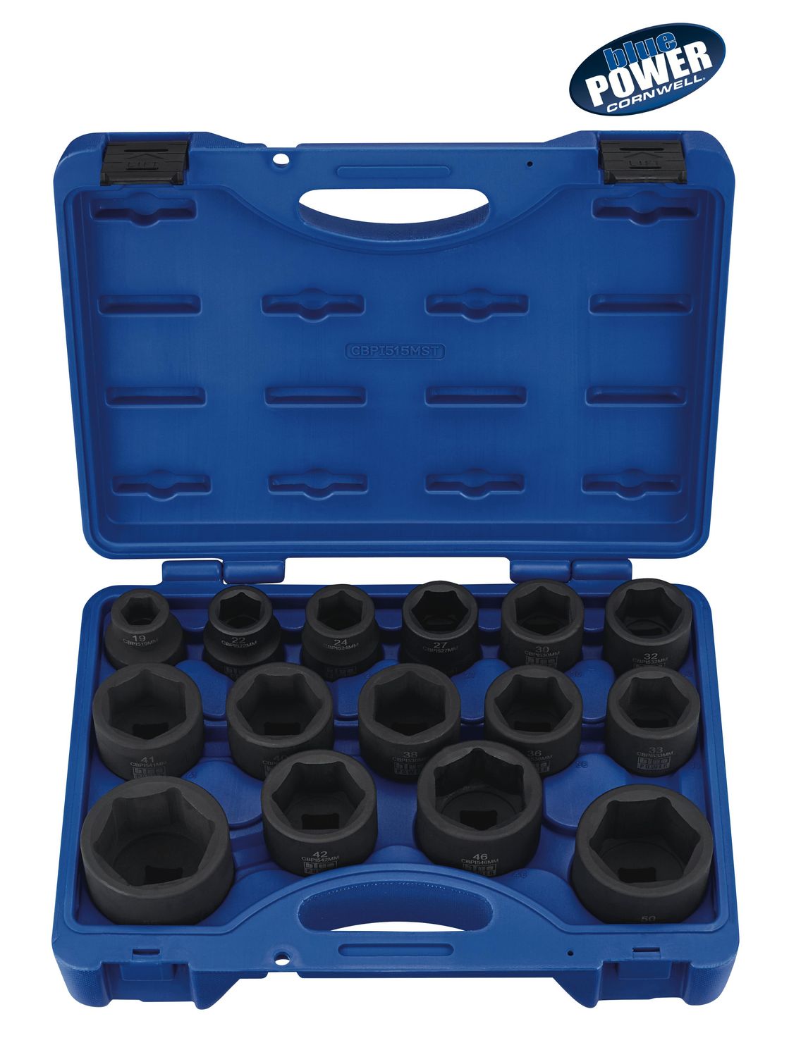 CBPI515MST - 15 Piece 3/4'' Drive bluePOWER® Metric Power Socket Set, 6 Point