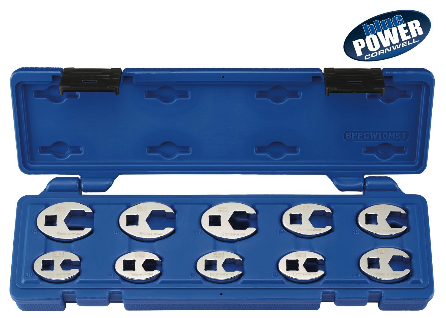BPFCW10MST - 10 Piece 3/8" Drive bluePOWER® Metric Flare Nut Crowfoot Wrench Set