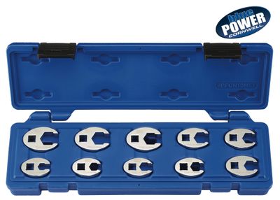 BPFCW10MST - 10 Piece 3/8" Drive bluePOWER® Metric Flare Nut Crowfoot Wrench Set