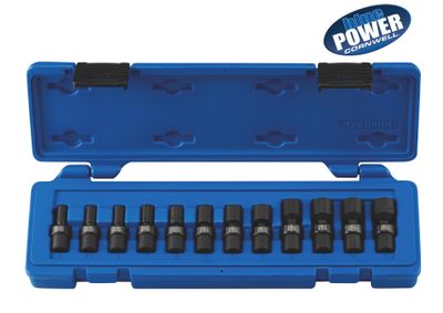 CBPIU1MM - 12 Piece 1/4" Drive Cornwell® bluePOWER® Metric Power Magnetic Universal Socket Set, 12 Point