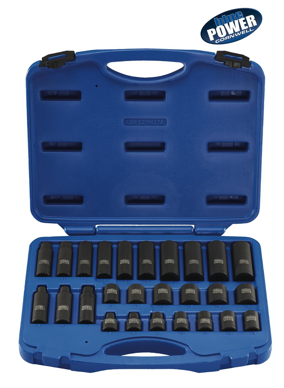 CBPI2MKITA - 26 Piece 3/8" Drive Cornwell® bluePOWER® Metric Power Socket Set, 6 Point