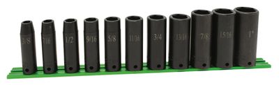 STI3211LSP - 11 Piece 1/2" Drive SAE Deep Power Socket Set, 6 Point