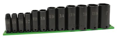 STI2212LLSP - 12 Piece 3/8" Drive SAE Extra Deep Power Socket Set, 6 Point
