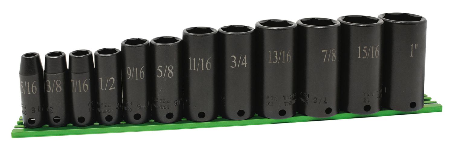 STI2212LLSP - 12 Piece 3/8" Drive SAE Extra Deep Power Socket Set, 6 Point