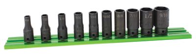 STI0210MSP - 10 Piece 1/4” Drive SAE Mid-Length Power Socket Set, 6 Point